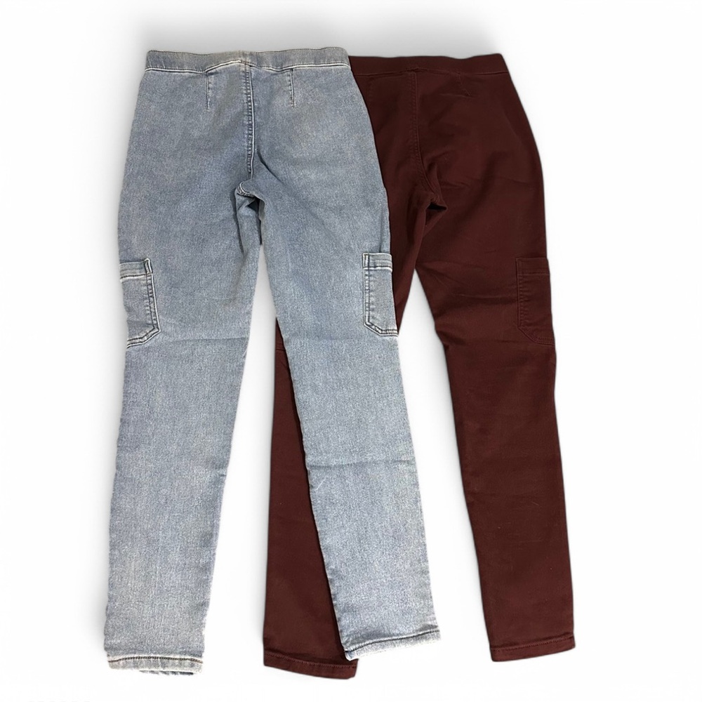 2 Pairs XS Cargo Jeggings Bundle No Boundaries Light Wash and Burgundy - Picture 4 of 4